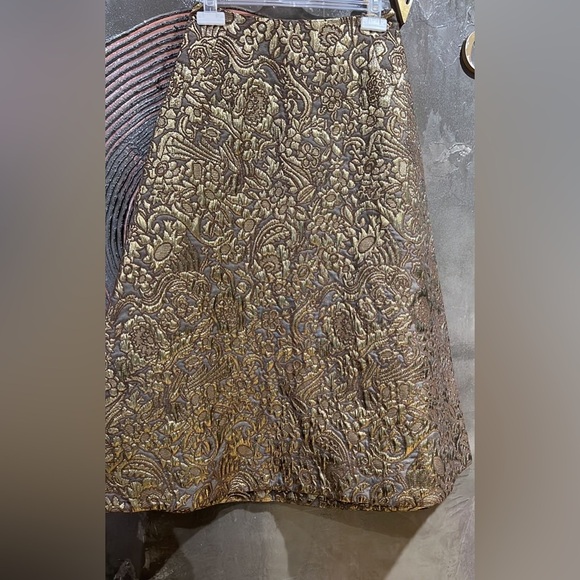 NWOT BAUM UND PFERDGARTEN Gold and Brown Brocade Midi Skirt|SIZE EU34 - Picture 5 of 7
